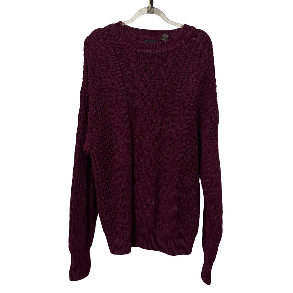 Chunky Cableknit Cotton Sweater XL Granola Fisherman Heritage Preppy Academia